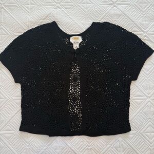 Talbots Hand Knit Cardigan Size M Black